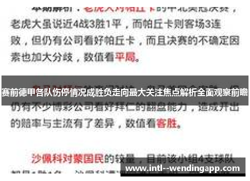 赛前德甲各队伤停情况成胜负走向最大关注焦点解析全面观察前瞻 赛前德甲各队伤停情况成胜负走向最大关注焦点解析全面观察前瞻